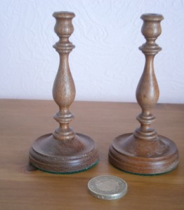 Minature Sapele turned candle sticks